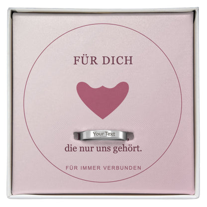 Silberfarbener Damenring mit Wunschgravur und Motivkarte
