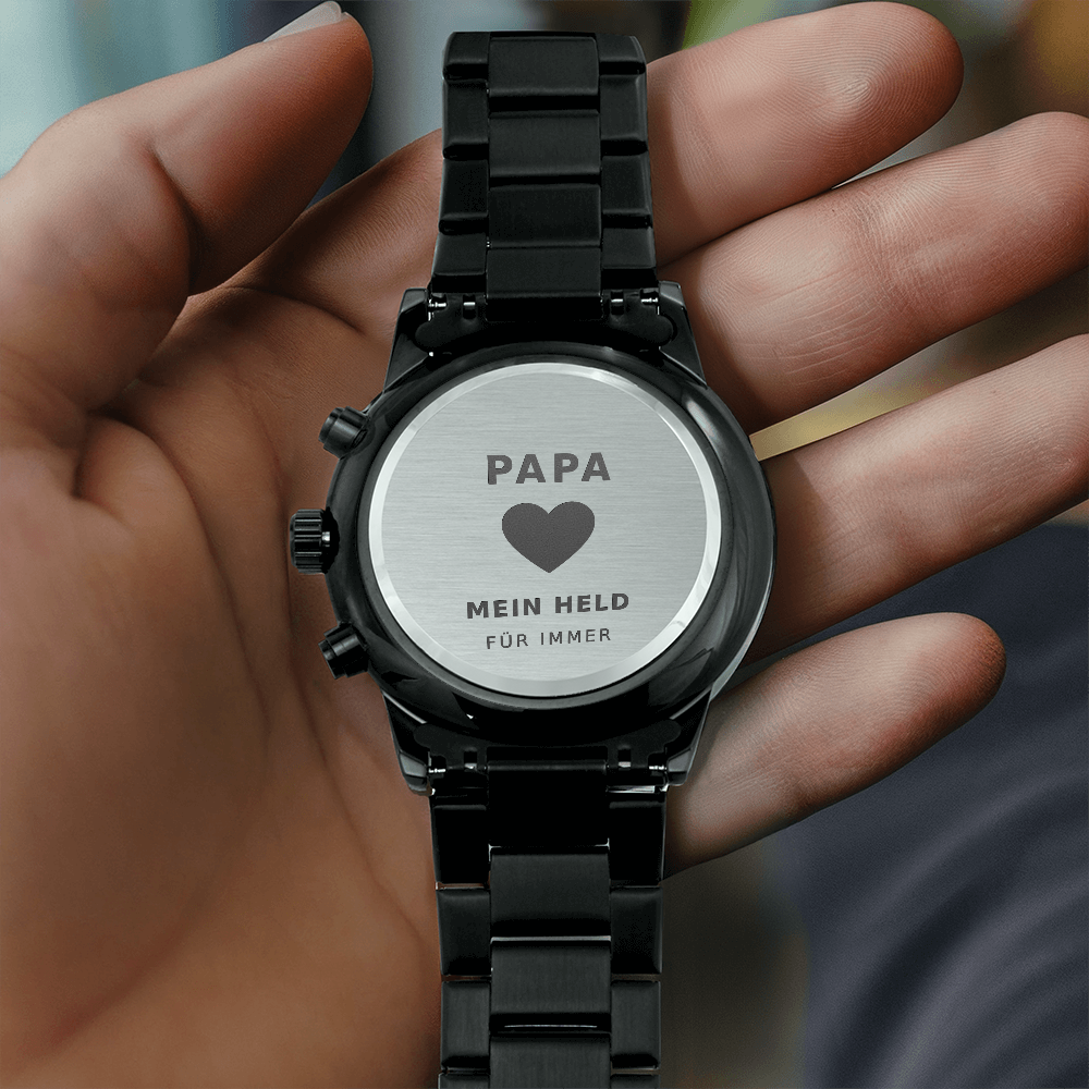 Rückseitengravur Papa – mein Held für immer