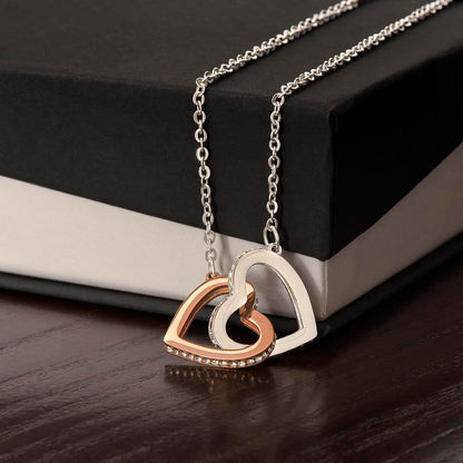 Interlocking-Hearts-Anhänger aus Edelstahl mit Roségold-Finish