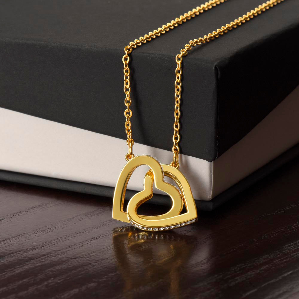 Goldfarbene Interlocking-Hearts-Halskette