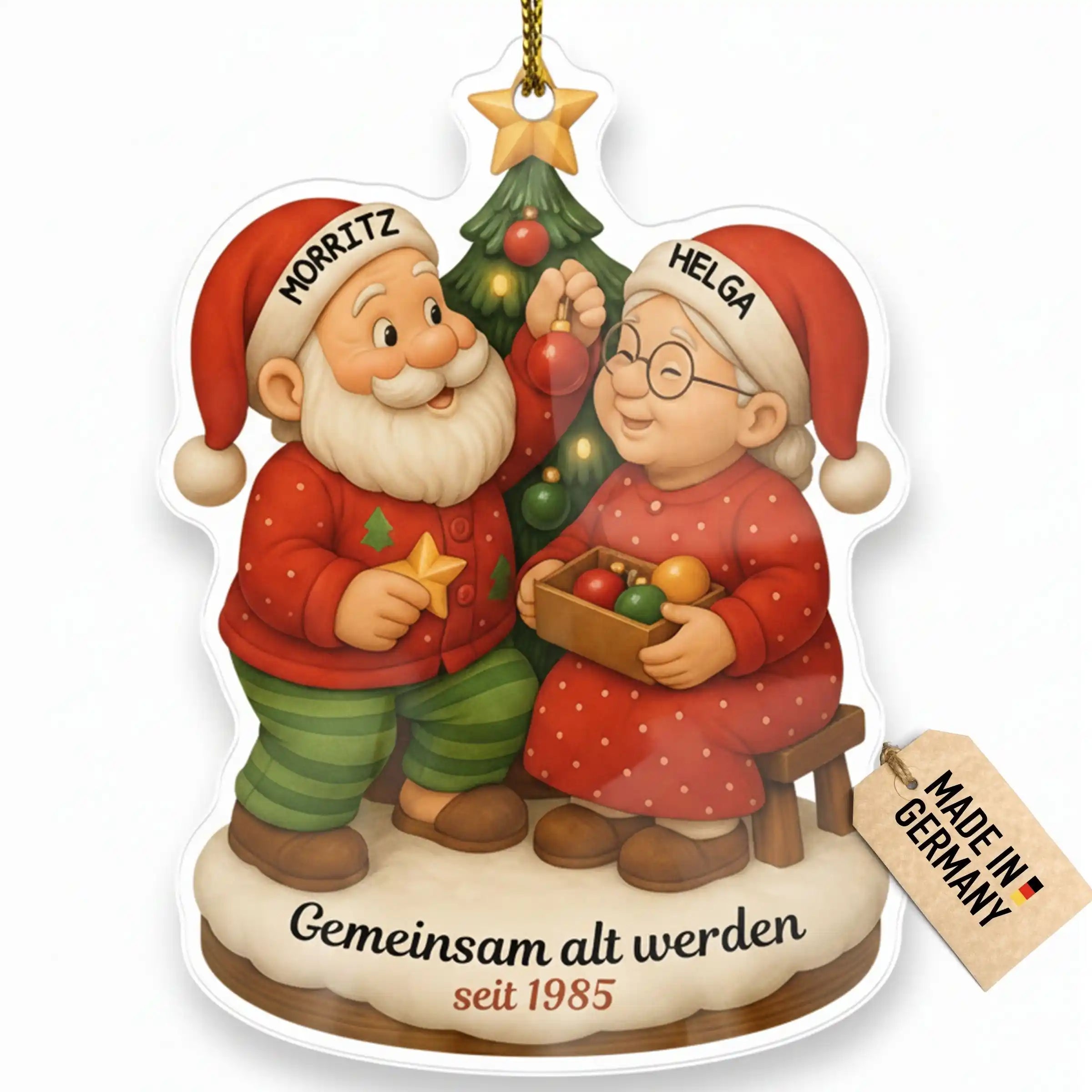 Customdo personalisierte Weihnachtskugel Paar mit Geschenken Porzellan