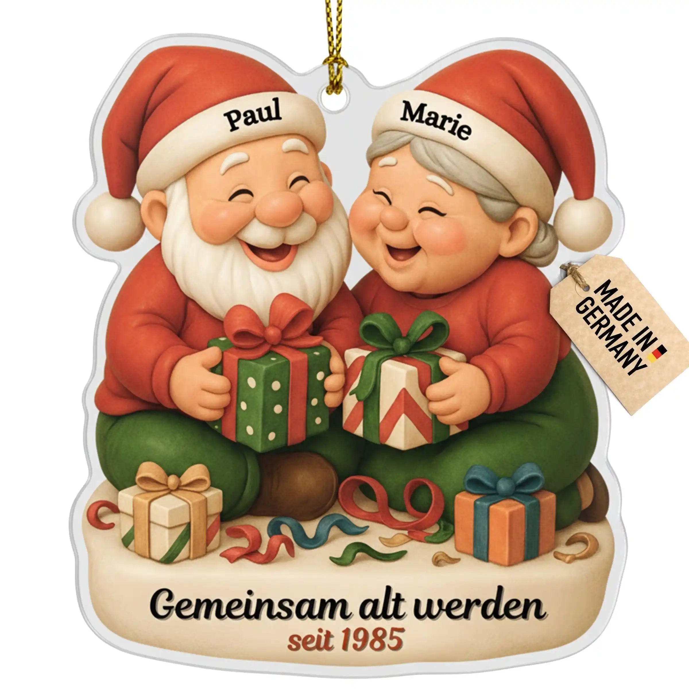 Customdo personalisierte Weihnachtskugel Paar mit Geschenken Porzellan