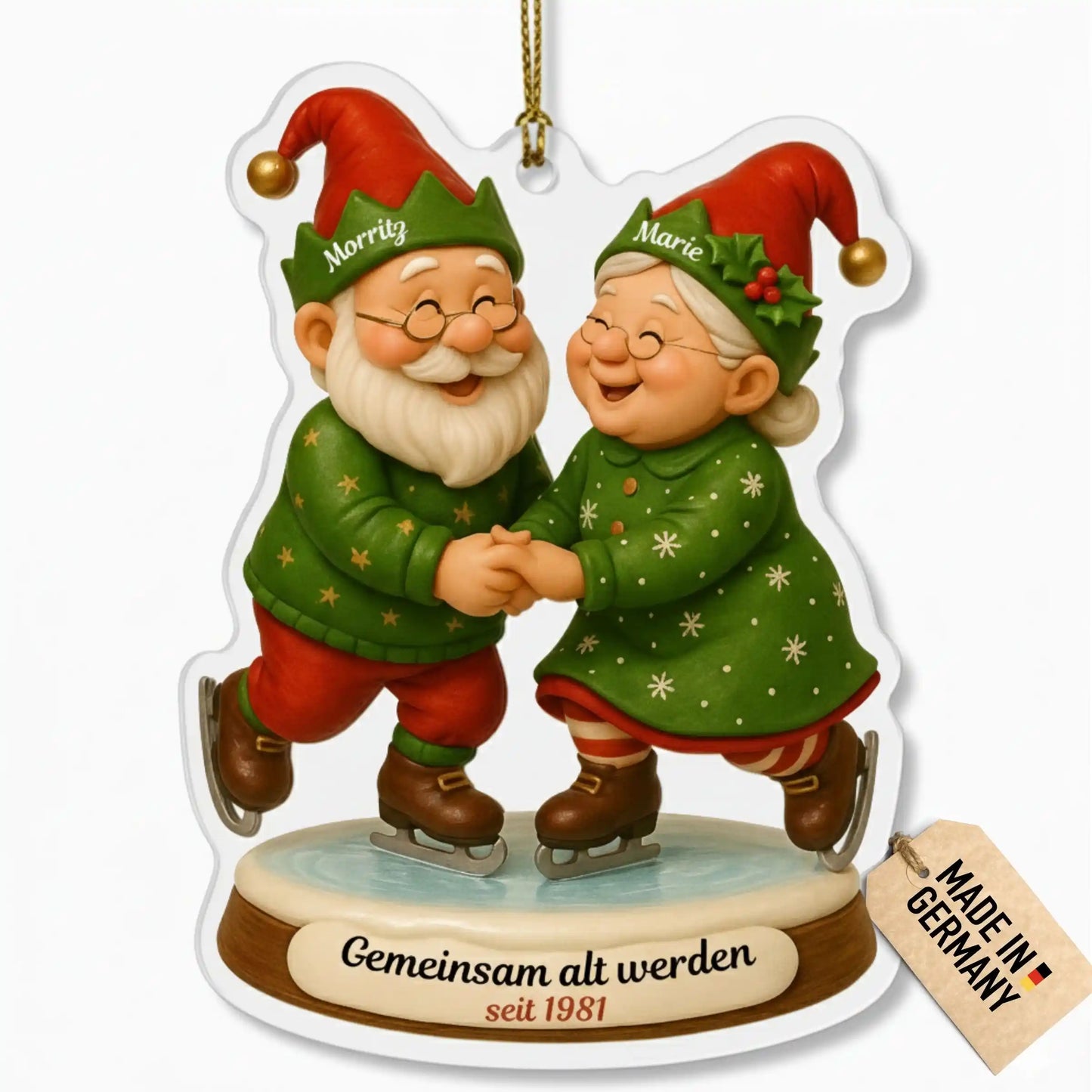 Personalisierte Weihnachtskugel Paar Eislaufen Customdo