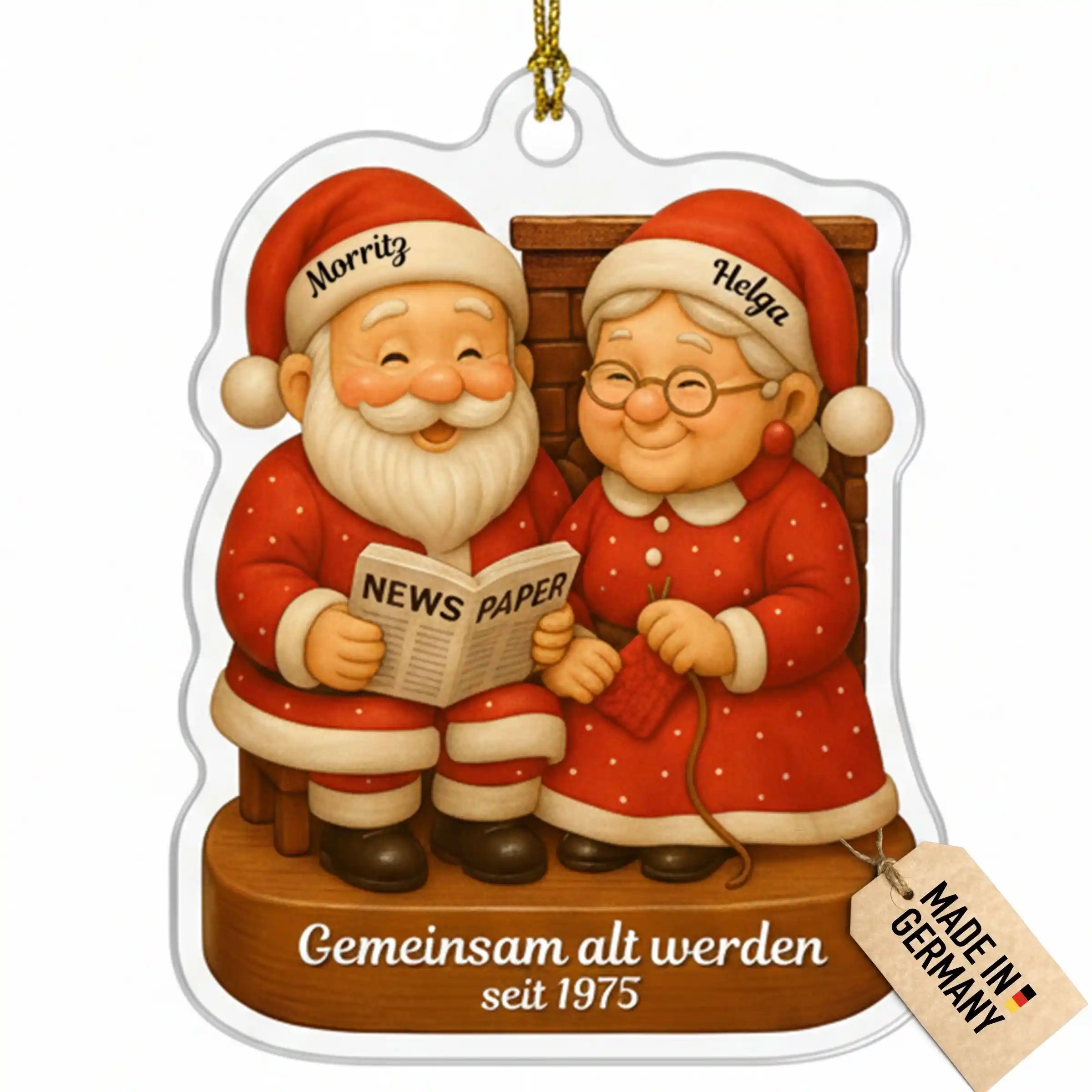 Personalisierte Customdo Weihnachtskugel mit Santa Claus und Mrs. Paar Porzellan