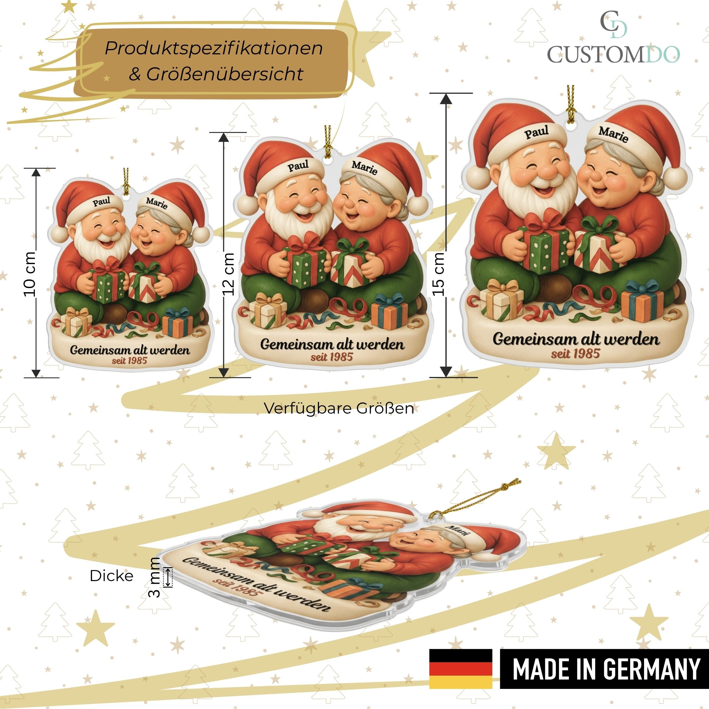 Customdo personalisierte Weihnachtskugel Paar mit Geschenken Porzellan