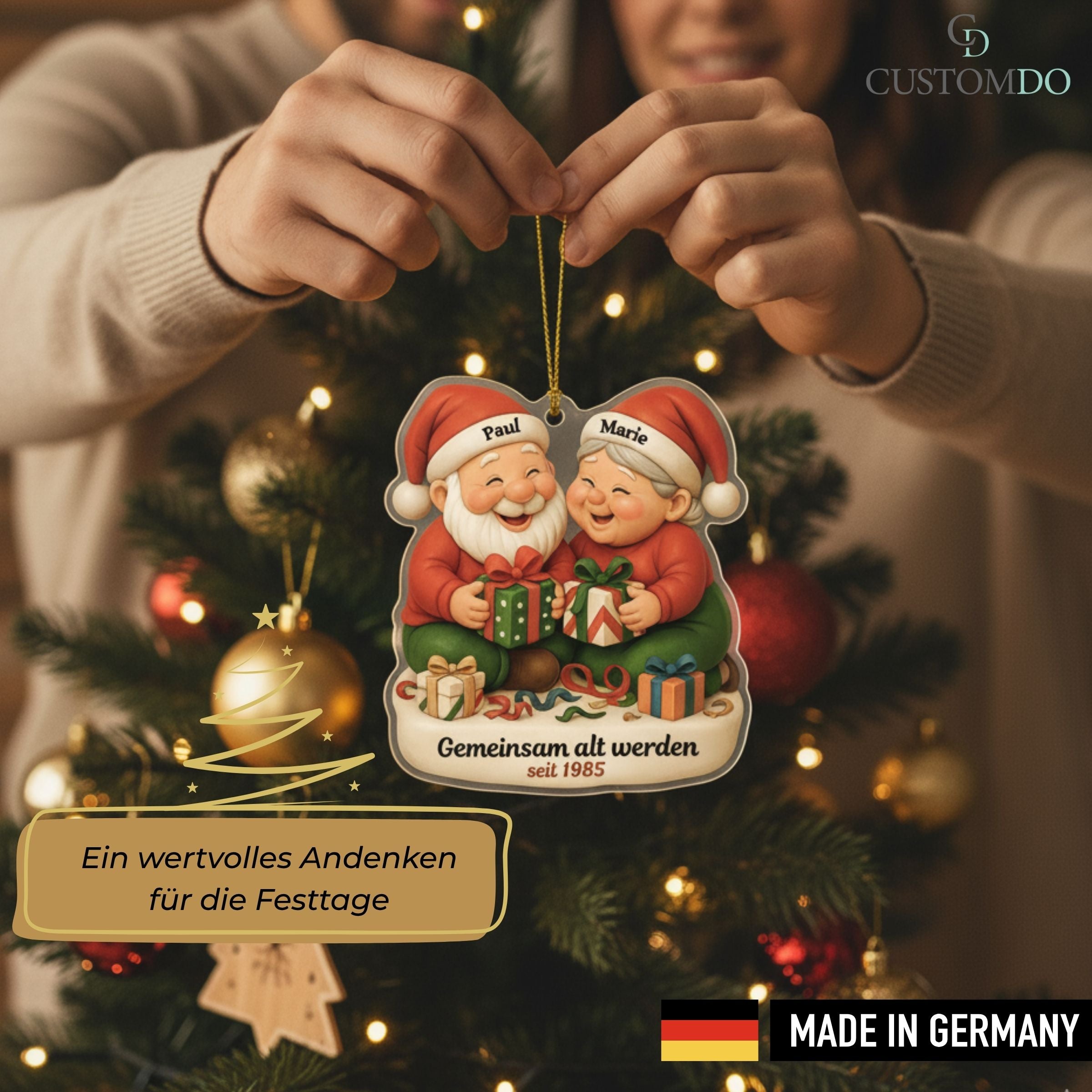 Customdo personalisierte Weihnachtskugel Paar mit Geschenken Porzellan