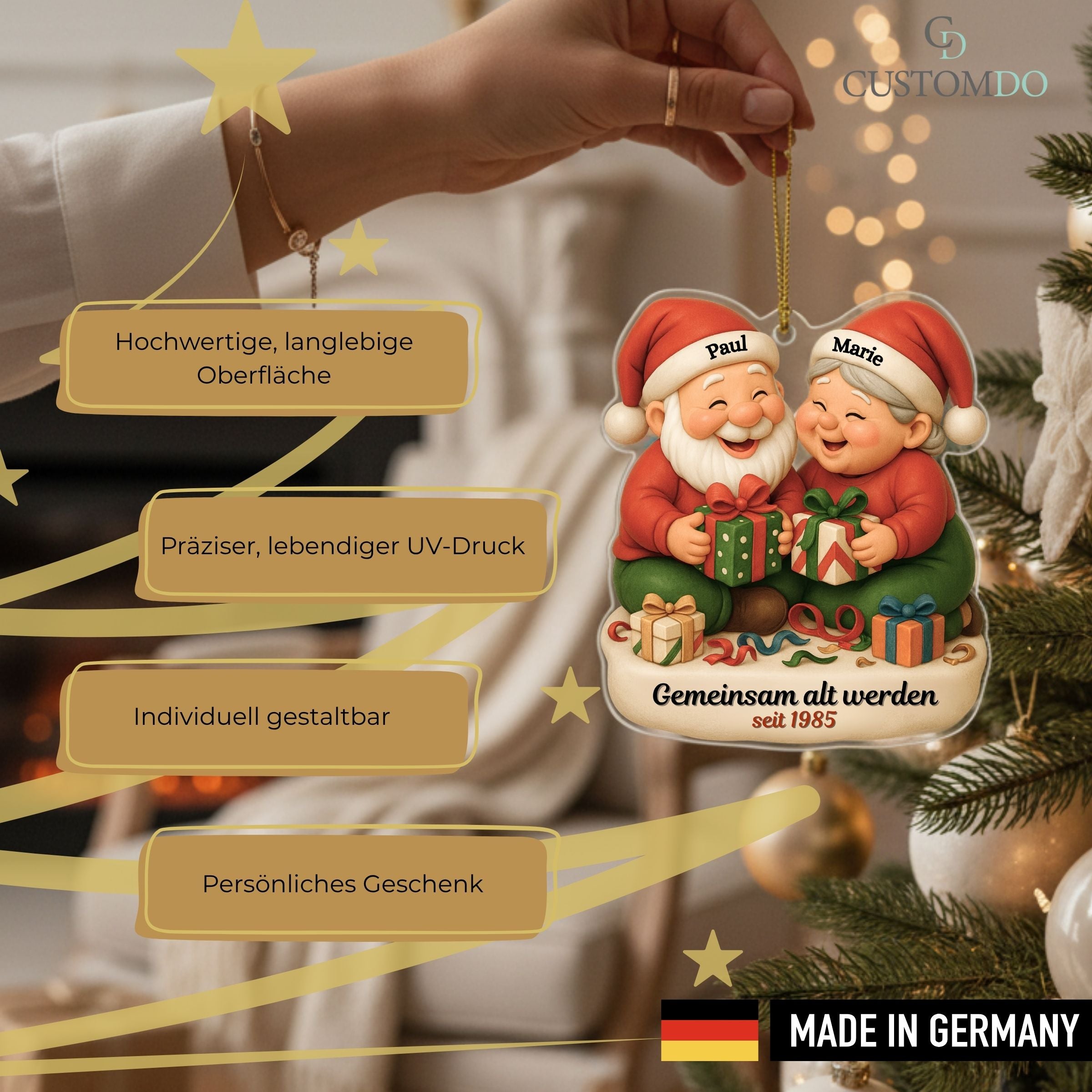 Customdo personalisierte Weihnachtskugel mit Santa Claus Porzellan