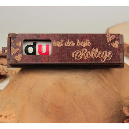 Engraved wooden box with candy letters, ideal as a gravierte holzbox Geschenkidee