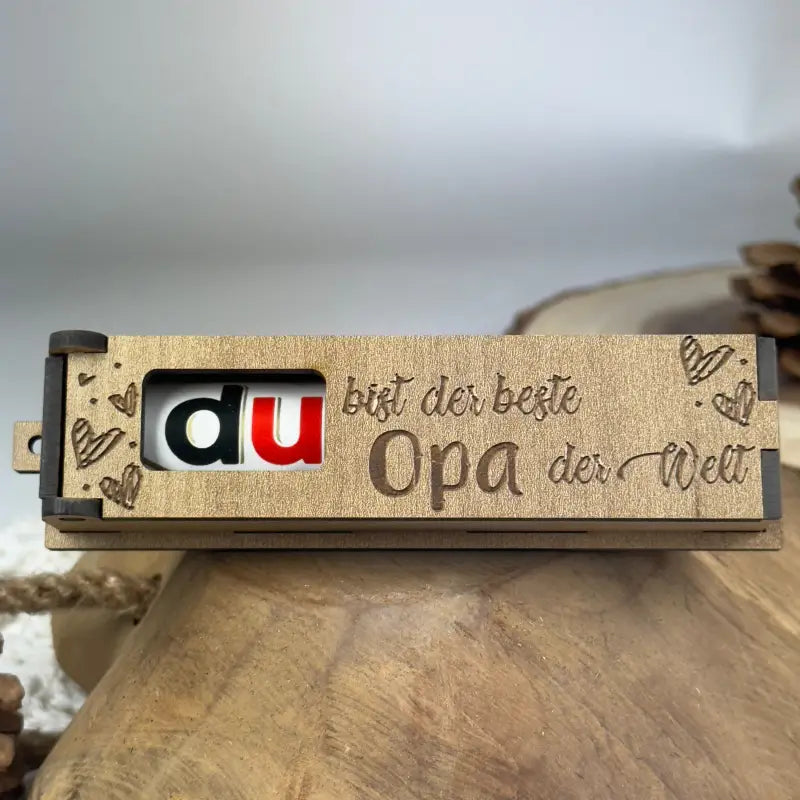 Gravierte Holzbox mit Duplo und Herz als Geschenk, personalisierte gravierte holzbox
