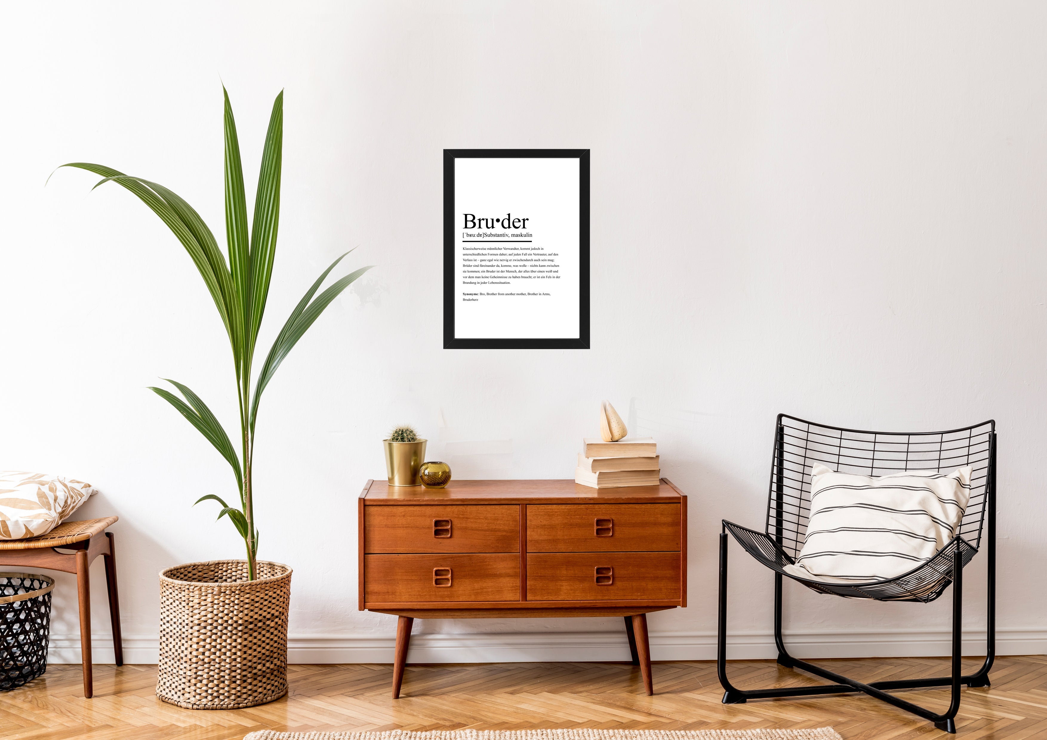 Schwarzes und weißes Definitionsposter im Duden-Stil als Geschenk und Wanddeko