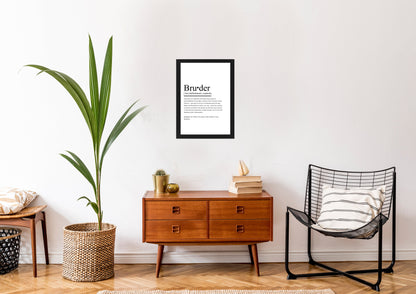 Schwarzes und weißes Definitionsposter im Duden-Stil als Geschenk und Wanddeko