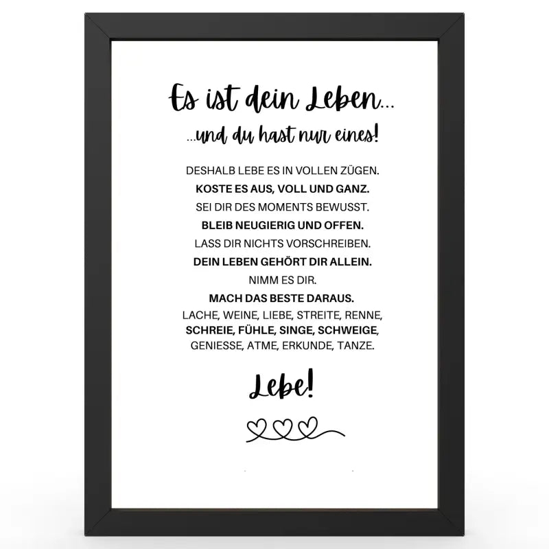 Framendruck mit inspirierendem Definitionsposter im Duden-Stil als Geschenk und Wanddeko