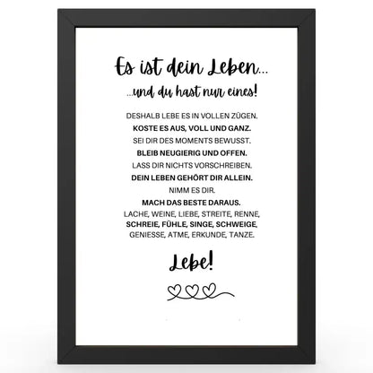 Framendruck mit inspirierendem Definitionsposter im Duden-Stil als Geschenk und Wanddeko