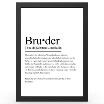 Framte definition of Bruder auf einem definitionsposter im Duden-Stil als Geschenk