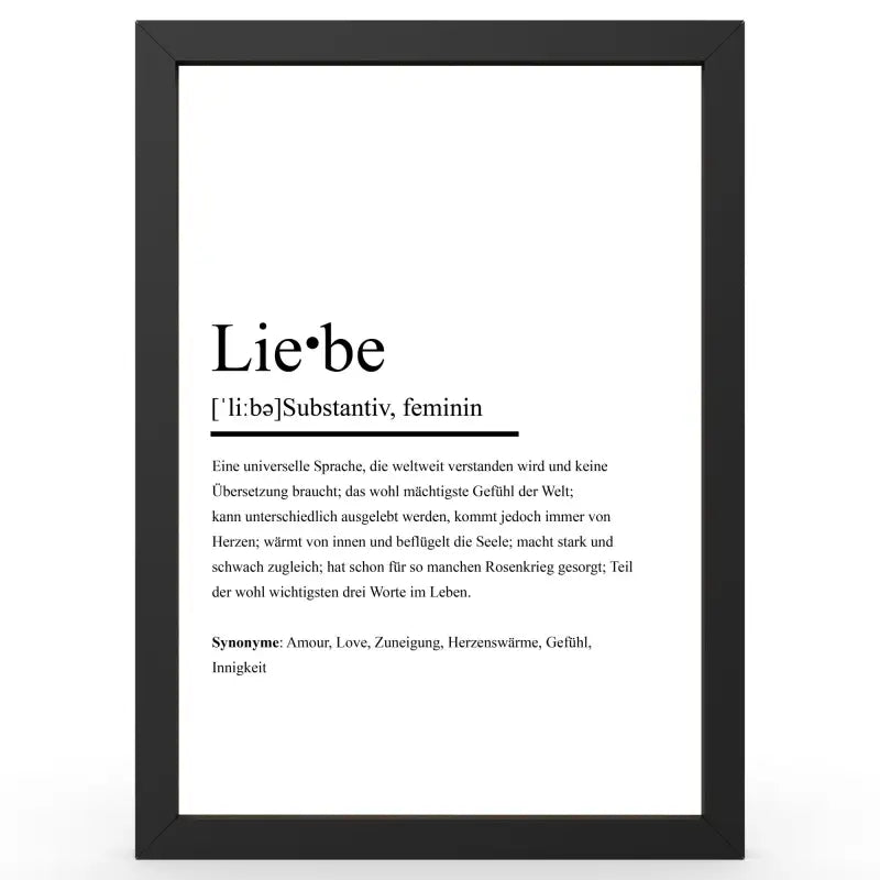 Framed definition of Liebe im Definitionsposter Bruder im Duden-Stil als Geschenk