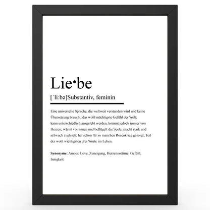 Framed definition of Liebe im Definitionsposter Bruder im Duden-Stil als Geschenk