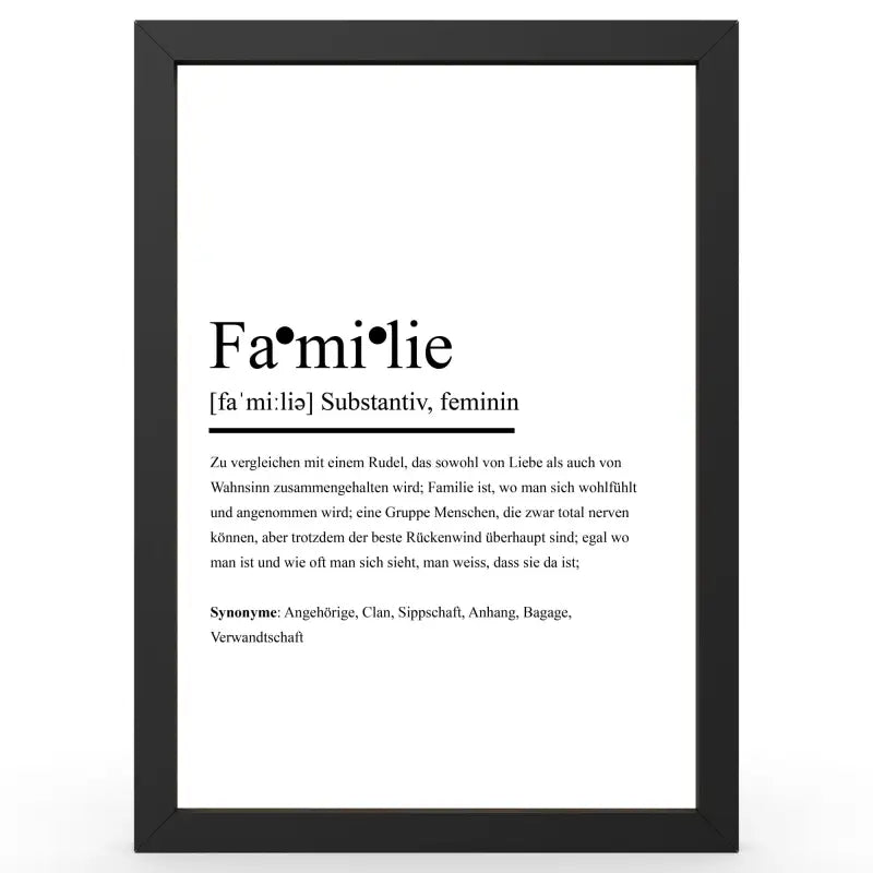 Framierte definitionsposter im Duden-Stil als Geschenk und Wanddeko