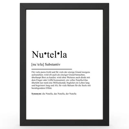 Framed Nutella Definitionsposter im Duden-Stil als Geschenk und Wanddeko