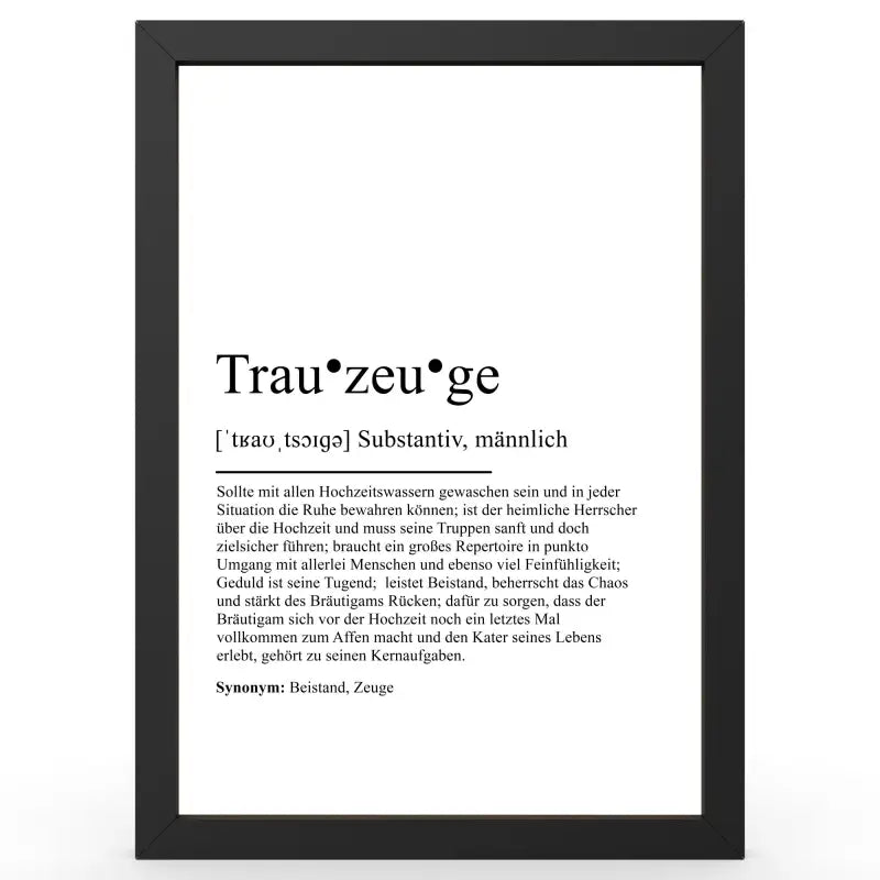Framed definitionsposter im Duden-Stil als Geschenk und Wanddeko für Zuhause