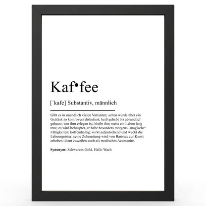 Framed coffee definitionsposter im Duden-Stil als Geschenk und Wanddeko