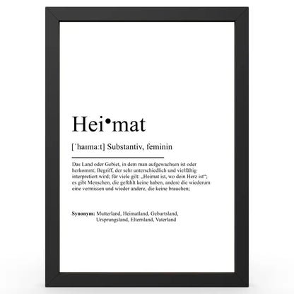 Framed definitionsposter Heimat im Duden-Stil als Geschenk und Wanddeko