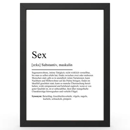 Framed Definition of Sex in Duden-Stil als Geschenk und Wanddeko, Definitionsposter