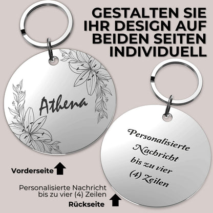 Personalisiertes floraler Schlüsselanhänger mit Name als perfektes Geschenk