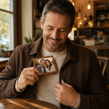 Personalisierte Foto-Geldbörse im Alltag