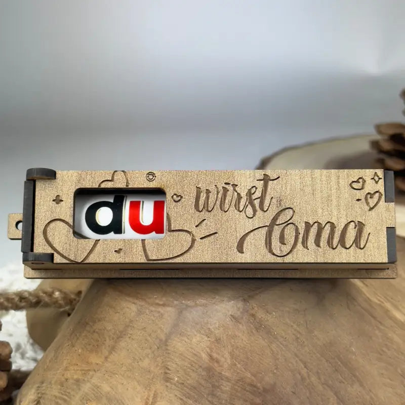 Holzbox mit du wirst Oma Gravur für Schwangerschaft Geschenk mit Duplo