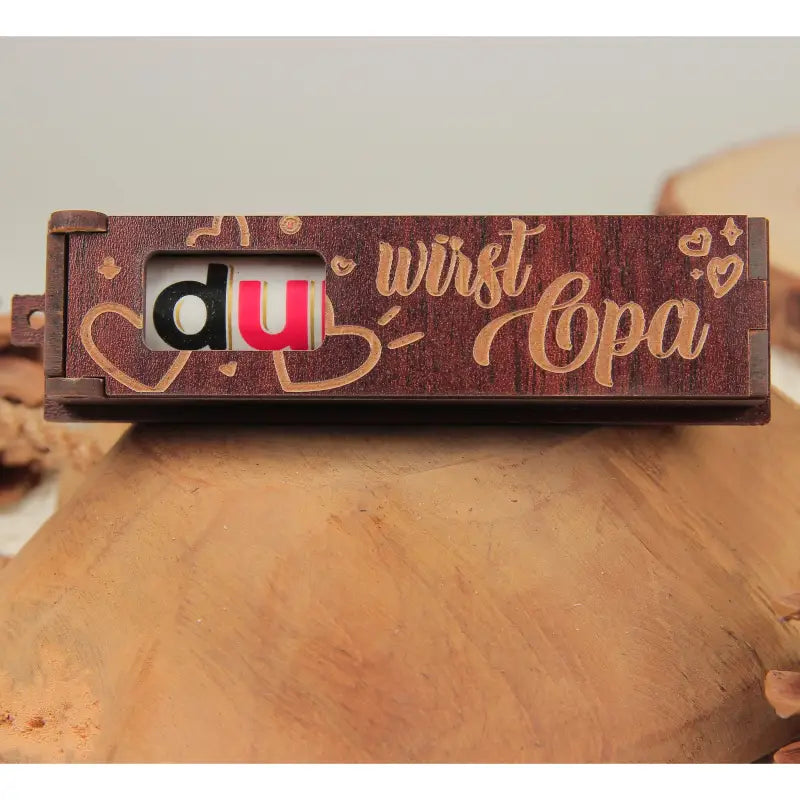 Holzbox schwangerschaft mit duplo und gravur mit du wirst Opa inscription