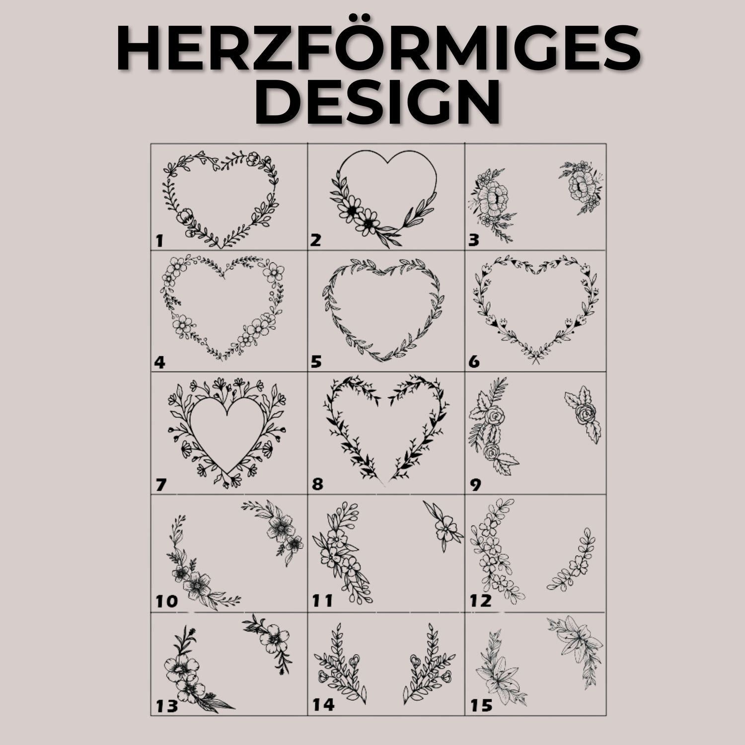 Herz Schlüsselanhänger mit floraler Gravur für besondere Menschen, Herz- und Blumendesigns