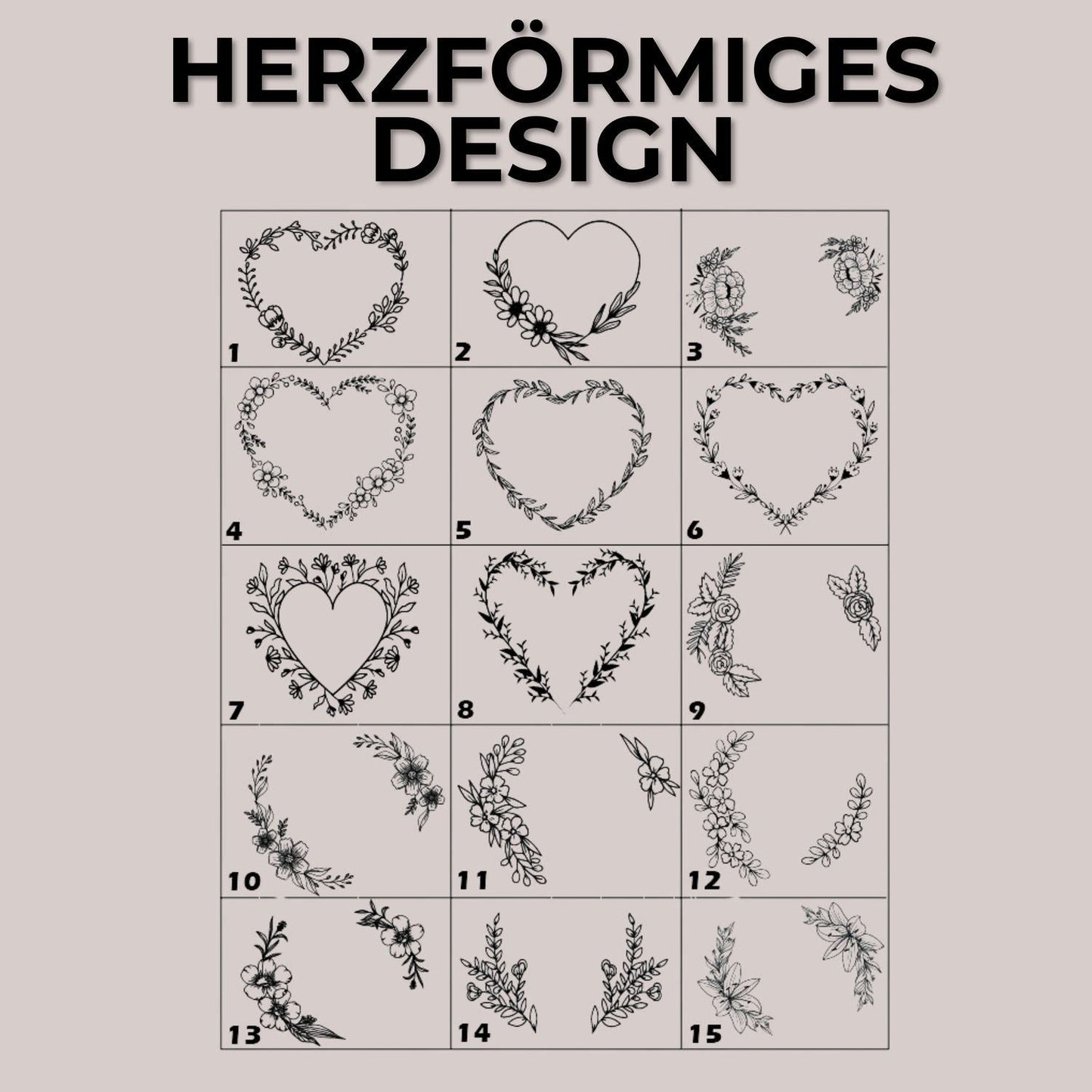 Herz Schlüsselanhänger mit floraler Gravur für besondere Menschen, Herz- und Blumendesigns