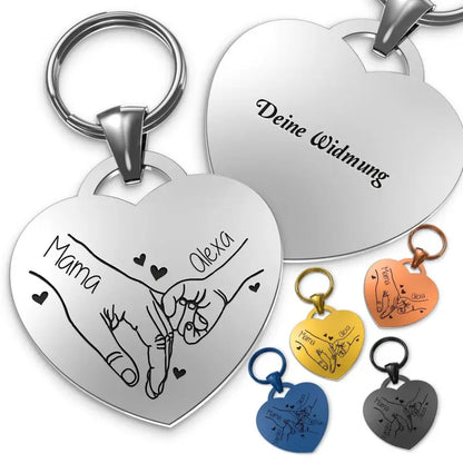 Herz Schlüsselanhänger mit Gravur und Wunschtextgeschenk, personalisierte herzgravur, mamarückseite