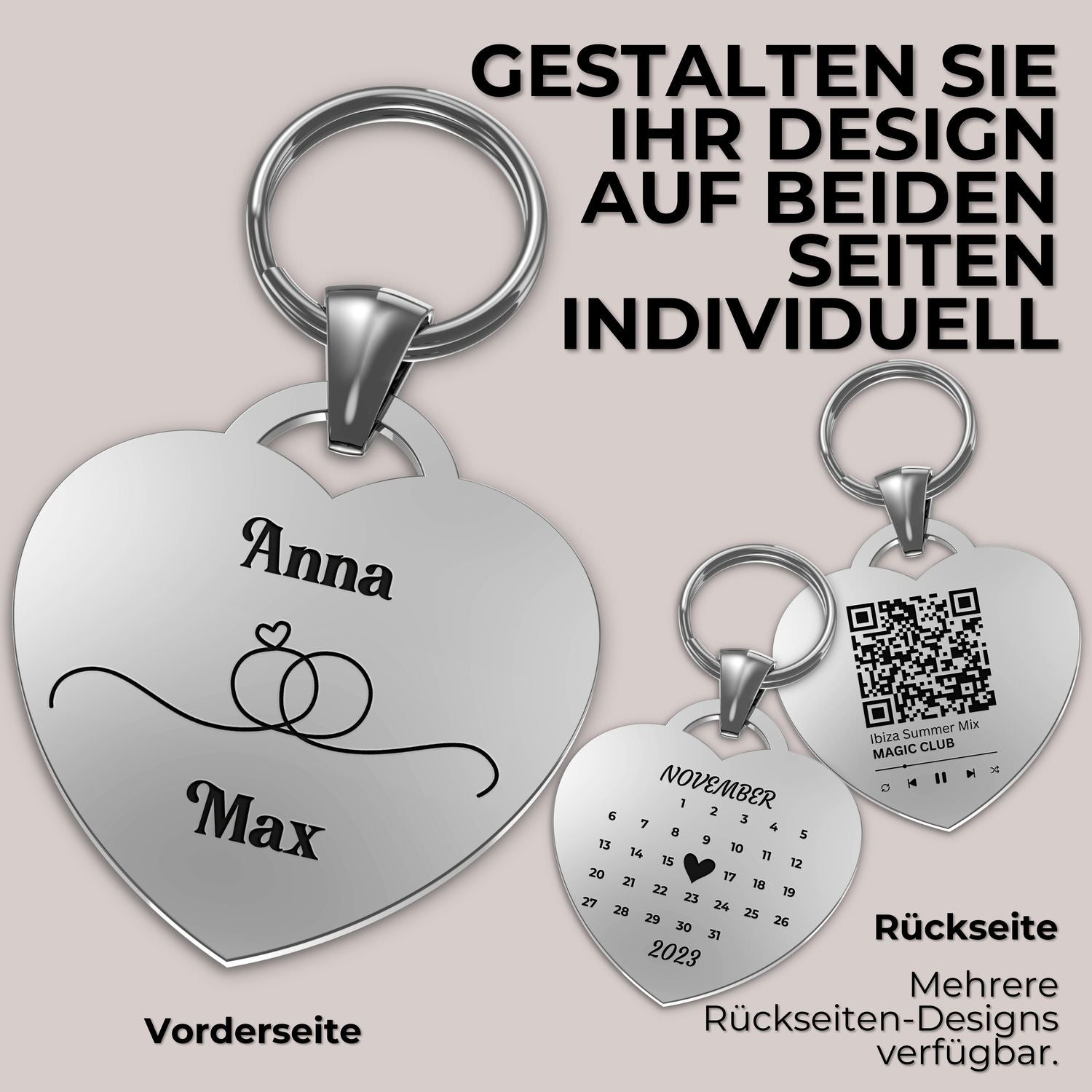 Personalisiert Herz Schlüsselanhänger mit Namen und Datumskarte als einzigartiger Geschenkanhänger
