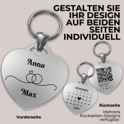 Personalisiert Herz Schlüsselanhänger mit Namen und Datumskarte als einzigartiger Geschenkanhänger