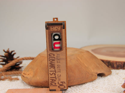 Holz dunkelbraun Geburtstag Grußkarte mit drehbaren Buchstaben für Geburtstagsfeier