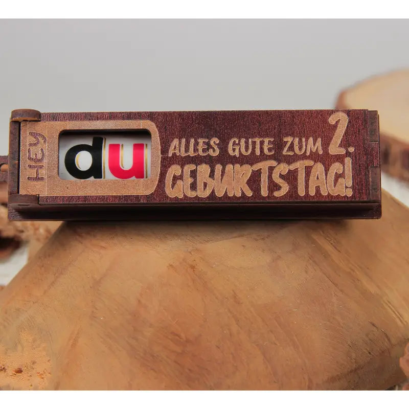 Holz Geburtstag Geschenkschachtel dunkelbraun mit drehbaren Buchstaben für Geburtstagsfeier