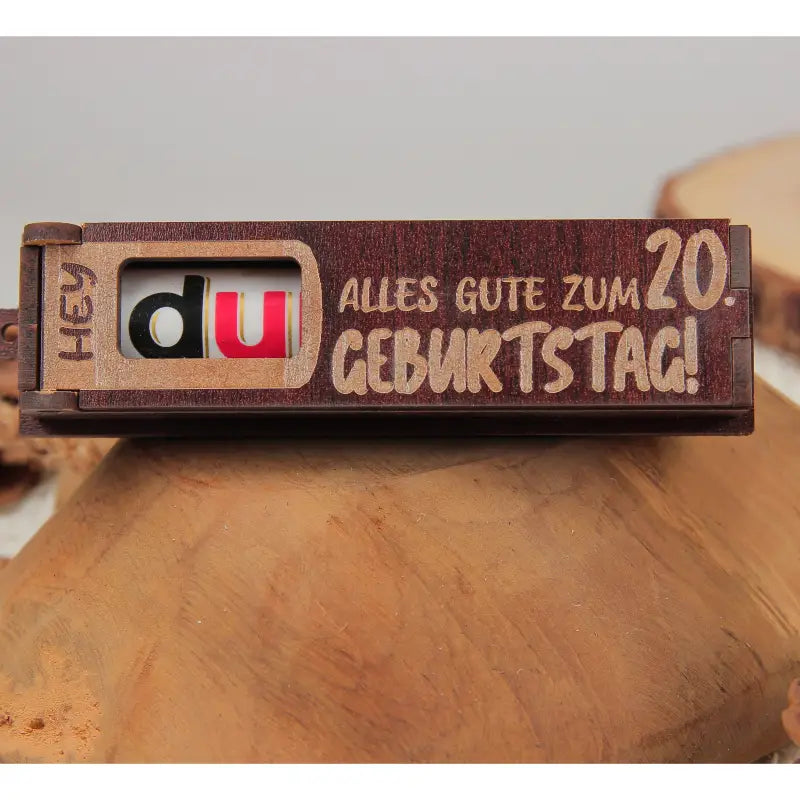 Holz Geburtstag Geschenkbox Dunkelbraun mit drehbaren Buchstaben für Geburtstagsgrüße
