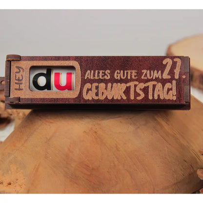 Holz dunkelbraun Geburtstag Geschenkbox mit drehbaren Buchstaben für Geburtstagsfeier