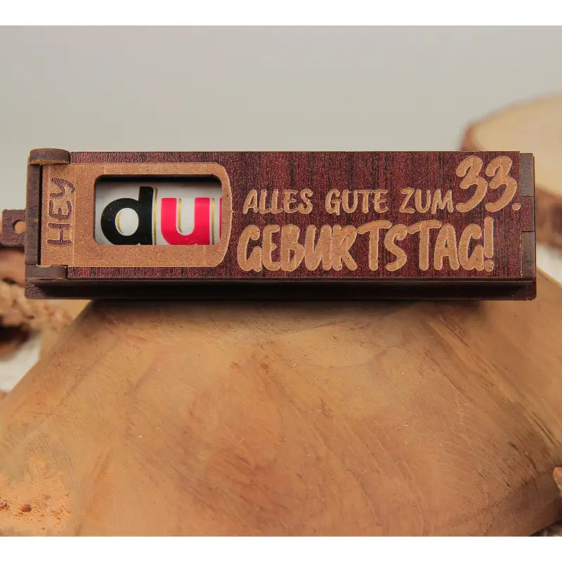 Holz Geburtstag Geschenkbox dunkelbraun mit drehbaren Buchstaben für Geburtstagsfeier