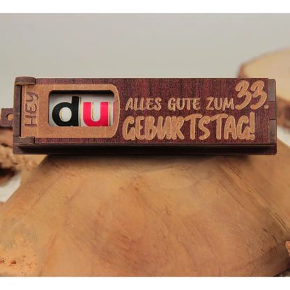 Holz Geburtstag Geschenkbox dunkelbraun mit drehbaren Buchstaben für Geburtstagsfeier