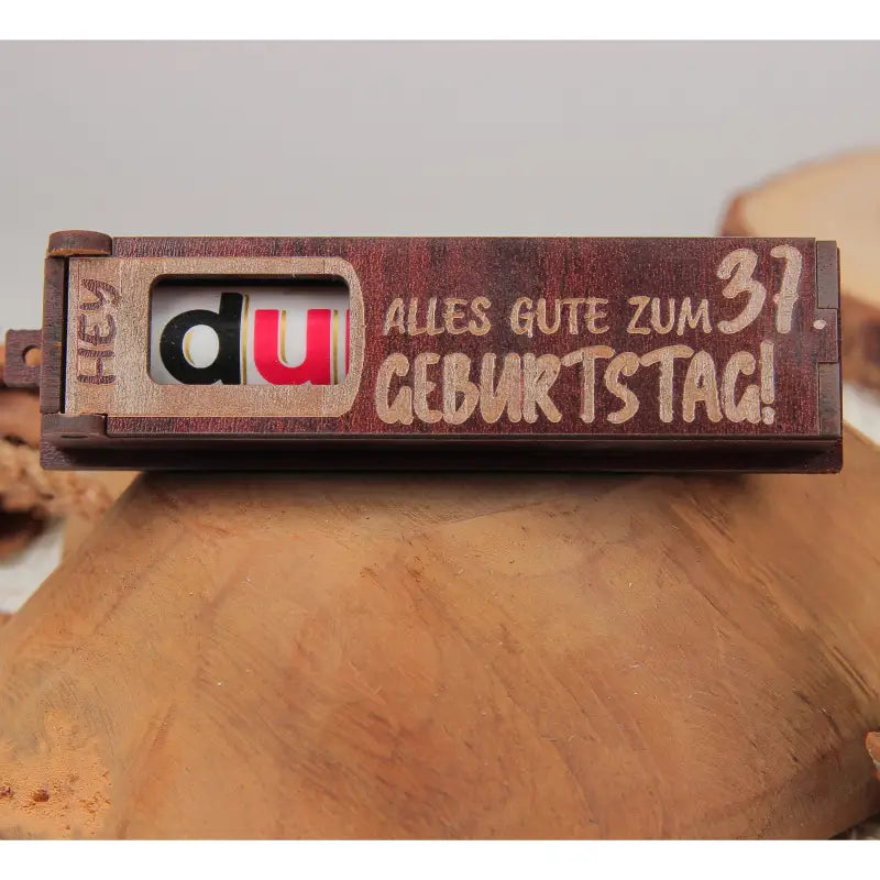 Holz dunkelbraun Geburtstag Geschenkbox mit drehbaren Buchstaben für Geburtstagsgrüße
