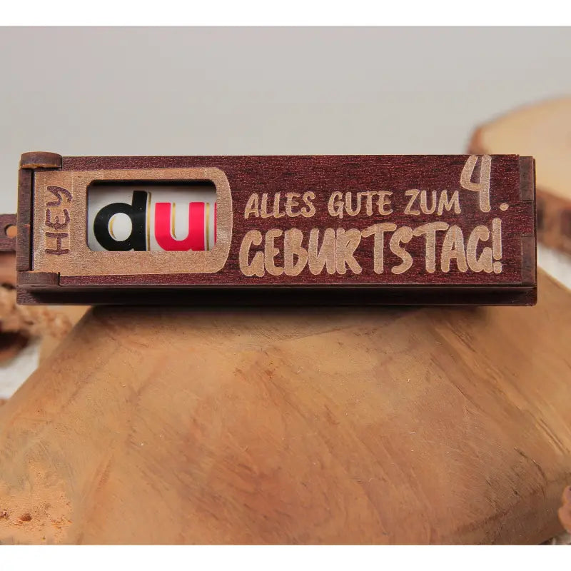 Holz Geburtstag Nachrichtbox in Dunkelbraun mit drehbaren Buchstaben für Geburtstagsfeier
