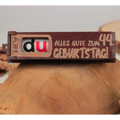 Holz Geburtstag Geschenkbox Dunkelbraun mit drehbaren Buchstaben für Feierlichkeiten