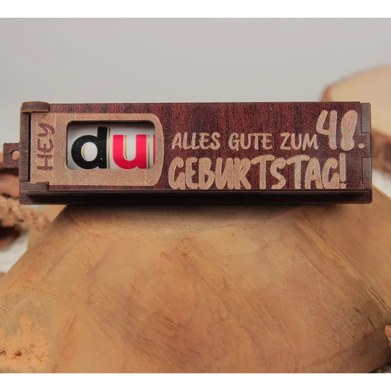 Holz Geburtstag Geschenkbox Dunkelbraun mit drehbaren Buchstaben für Geburtstagsgrüße