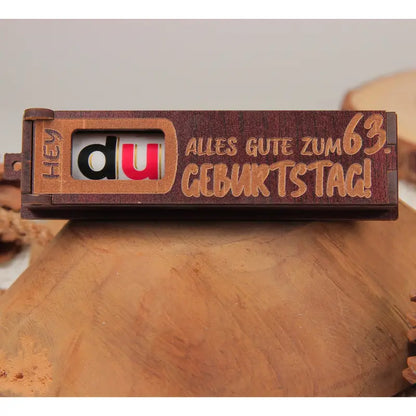 Holz Geburtstagsbox Dunkelbraun mit drehbaren Buchstaben für Geburtstagsschönes Geschenk