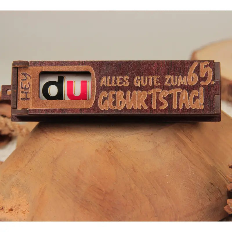 Holz dunkelbraune Geburtstagsgeschenkbox mit drehbaren Buchstaben für kreative Grüße