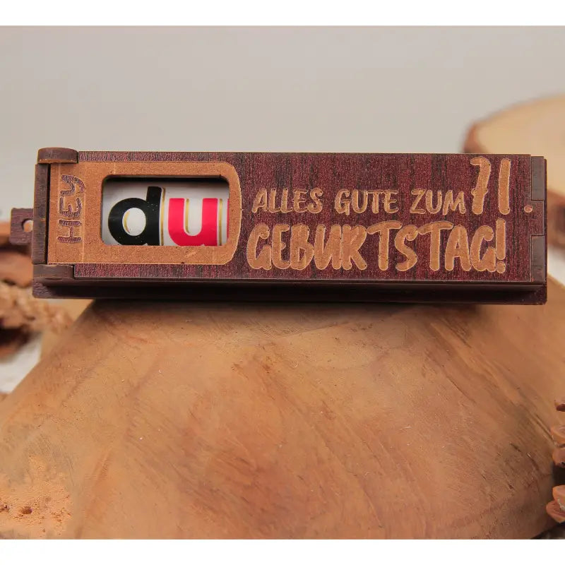 Holz dunkelbraun Geburtstag Geschenkbox mit drehbaren Buchstaben für Geburtstagsgruß