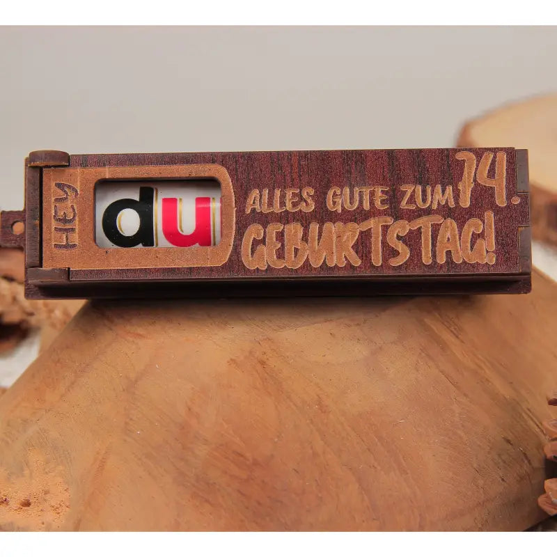 Holz dunkelbraune Geburtstag Geschenkbox mit drehbaren Buchstaben für Geburtstagsgrüße