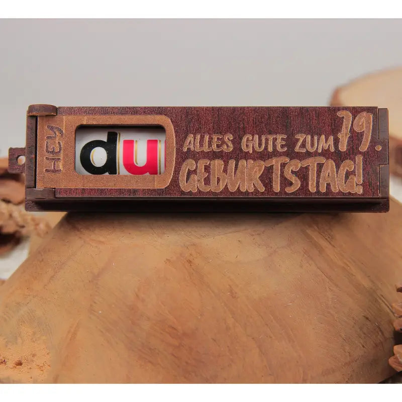 Holz Geburtstag Geschenkbox Dunkelbraun mit drehbaren Buchstaben für Feierlichkeiten